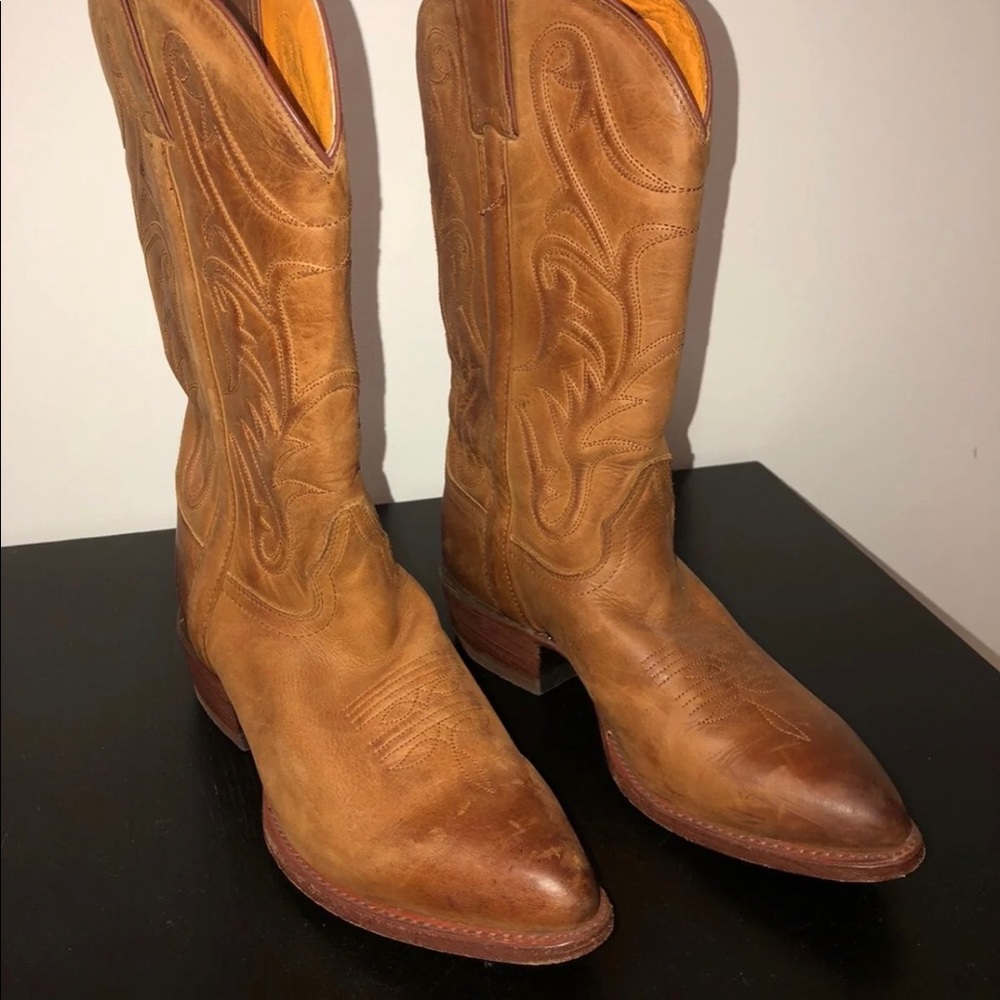 Frye Bruce Cowboy Boots Tan